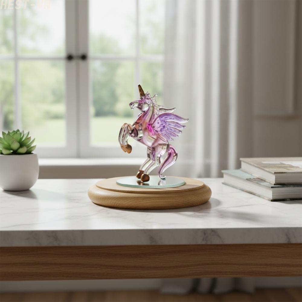 Artificial Gemstone Horse Sculpture Flying Design 2.91x4.13in for Indoor Display