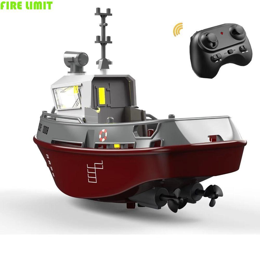 FIRE LIMIT RC Tugboat, Tàu điều khiển từ xa đèn LED Watercraft, Đồ chơi mô hình động cơ kép lâu trôi