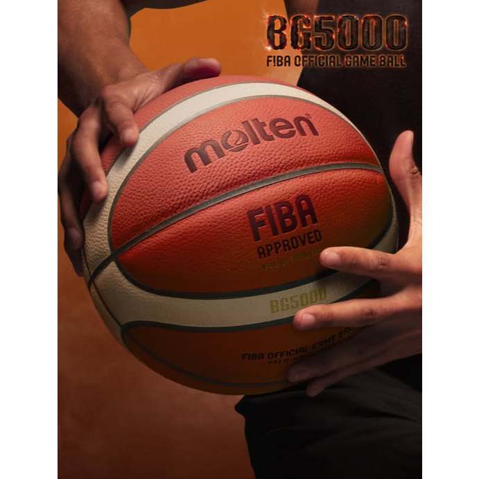 Bóng rổ Molten da thật BG5000, thi đấu chính thức của hệ thống giải Fiba, hàng nhập khẩu chính hãng