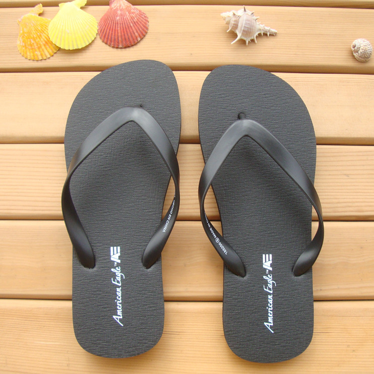Mùa hè Nam Đen Flat Flip-Flops Flip-Flops Flip-Flops Ngoại Thương Chống Trơn Trượt Lớn