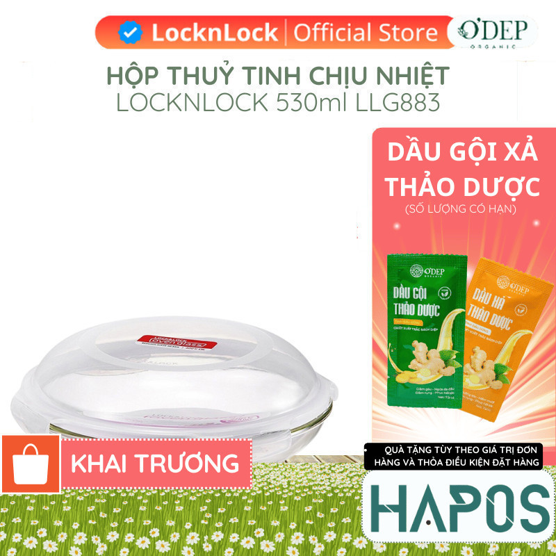 Hộp thủy tinh chịu nhiệt hình tròn Chính hãng LocknLock Glass food container round 530ml LLG883 - HA