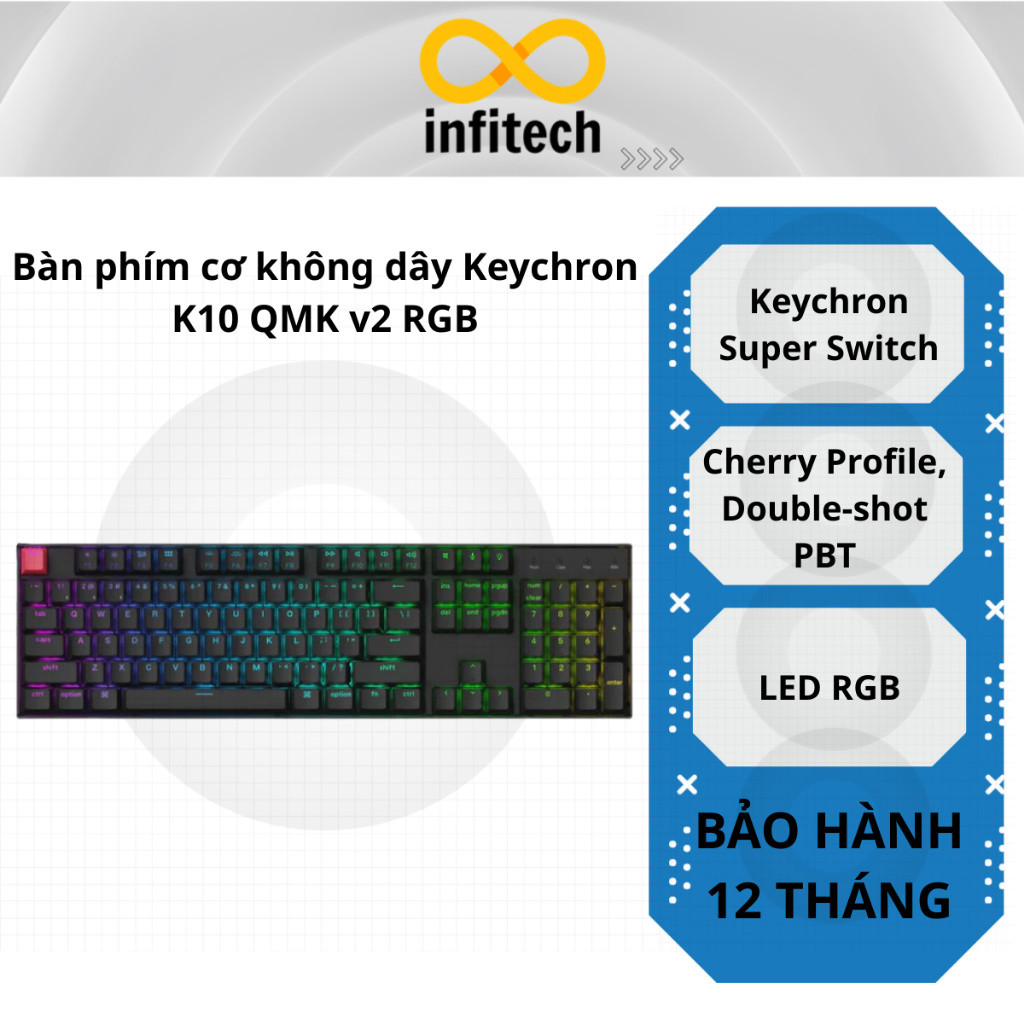 Bàn phím cơ không dây Keychron K10 QMK v2 RGB - Hàng chính hãng