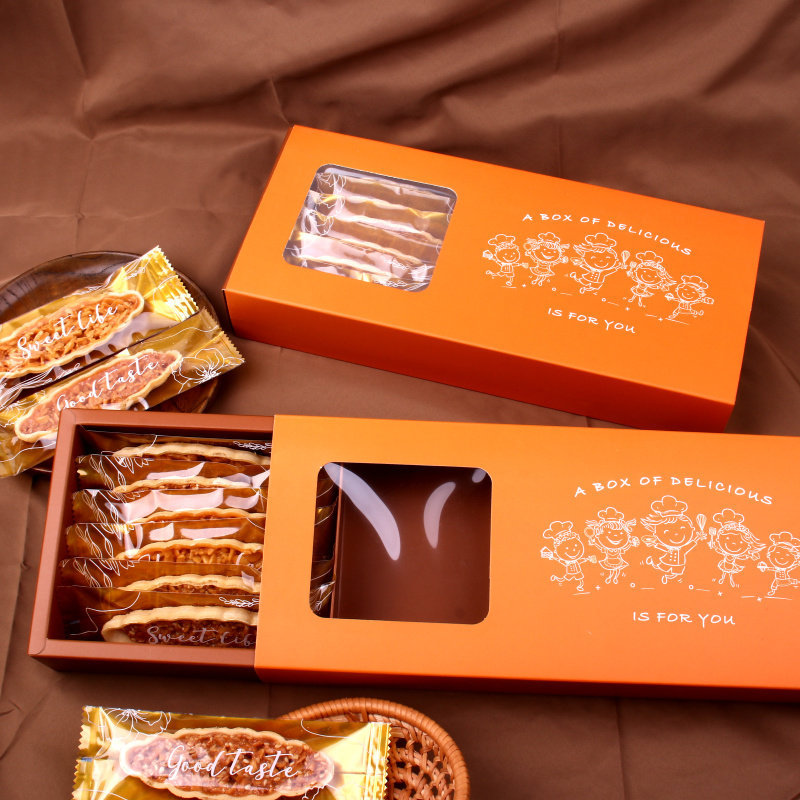 Hộp đóng gói thuyền gạo nếp Caramel Hạnh nhân giòn Bông tuyết giòn Hộp ngày sữa dứa giòn Nougat Bánh