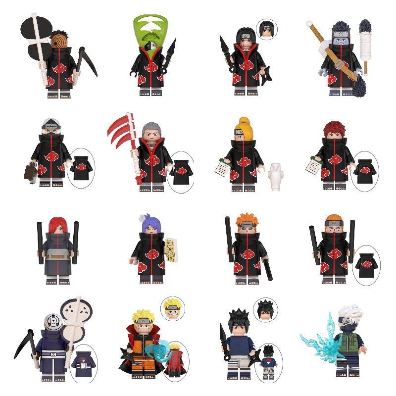 Tương thích với Lego Naruto Naruto Sasuke Itachi Kakashi Bay Duan Gói Khối Xây Dựng Giáo Dục Minifig