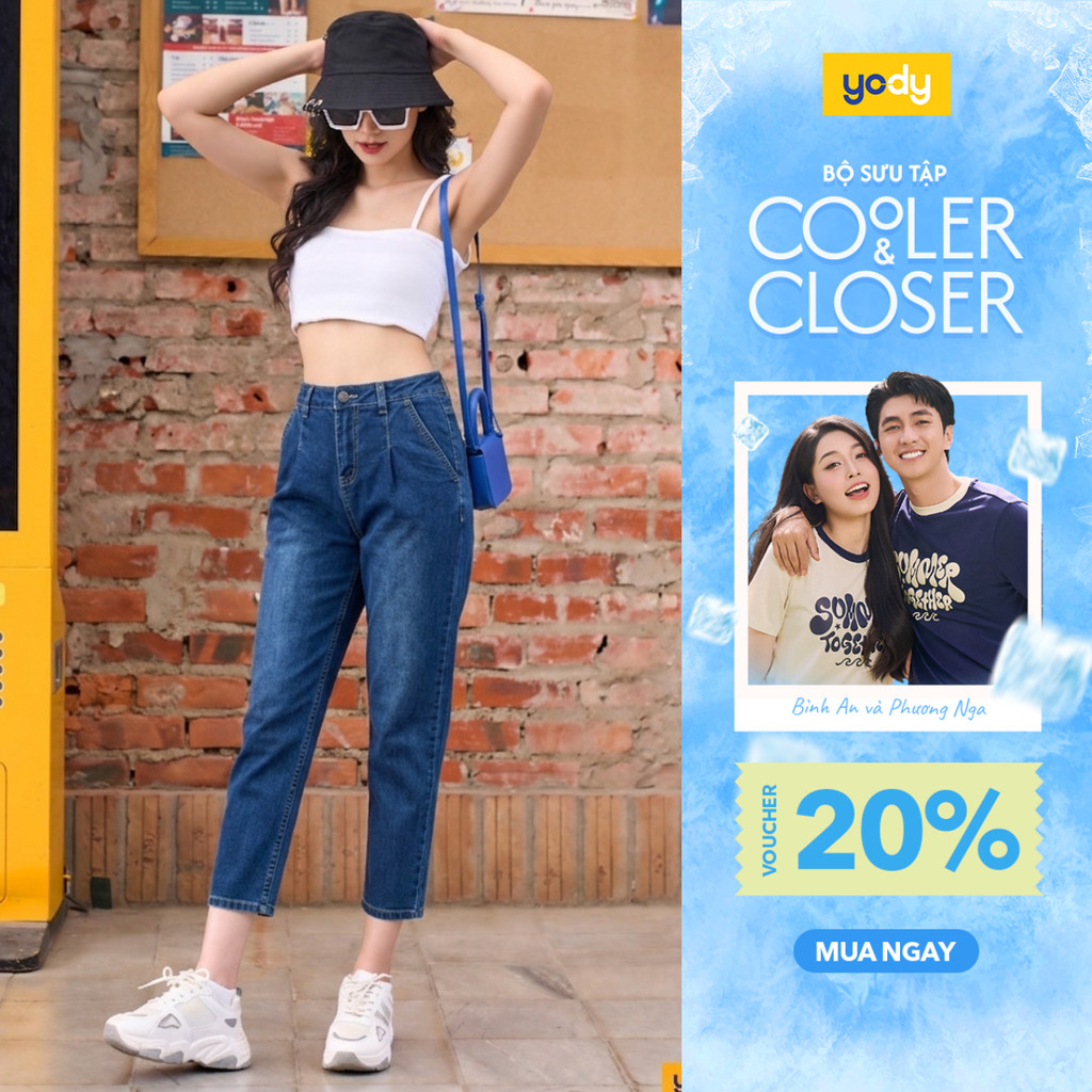 Quần jean nữ YODY cạp liền quần baggy tôn dáng, cotton con giãn thấm hút mồ hôi TRA - WCJE26A002 | BigBuy360 - bigbuy360.vn