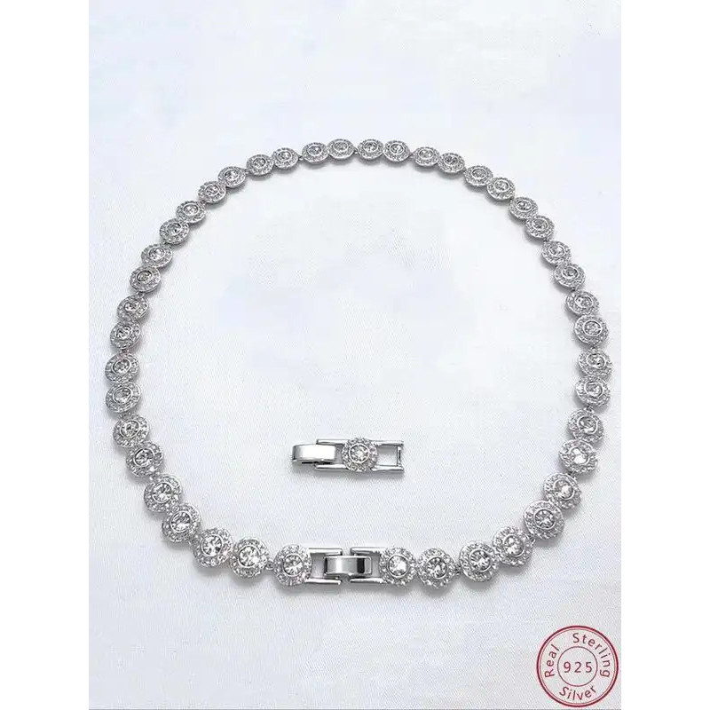 Tennis Chain Necklace with Sparkling Rhinestone Chains - Stylish Choker for Parties and Everyday Wea