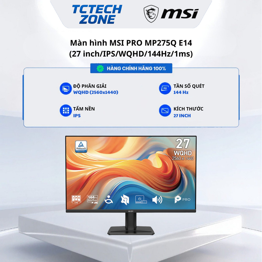 Màn Hình MSI Pro MP275Q E14 (27 Inch/WQHD/IPS/144Hz/1ms)  Chính Hãng 100%