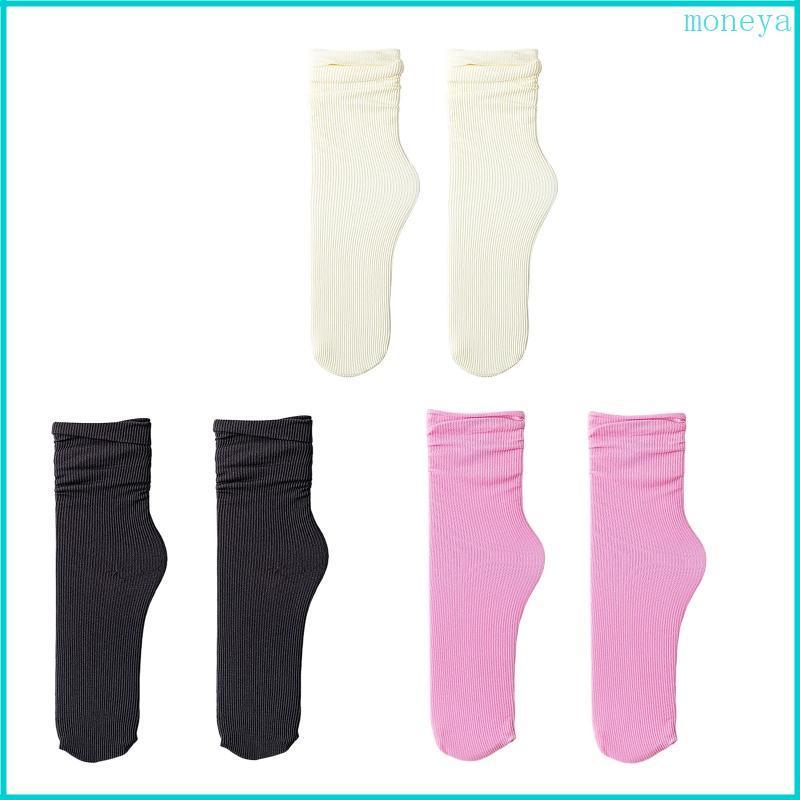 Unisex Summer Thin Crew Socks Ribbed Solid Color Breathable Mid Tube Hosiery