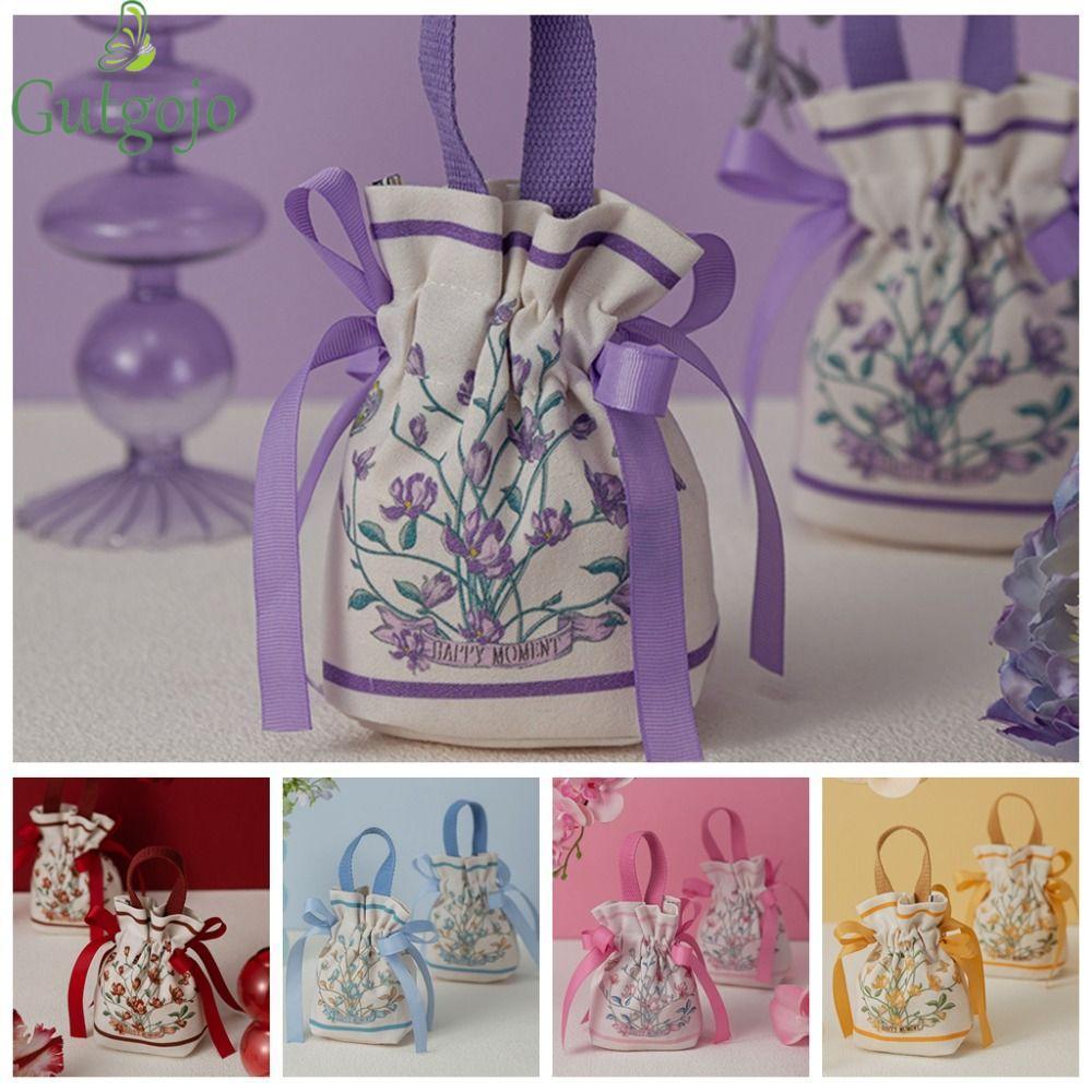 Túi đựng đường dây rút hoa lễ hội bằng vải Canvas Hàn Quốc Gutgojo
