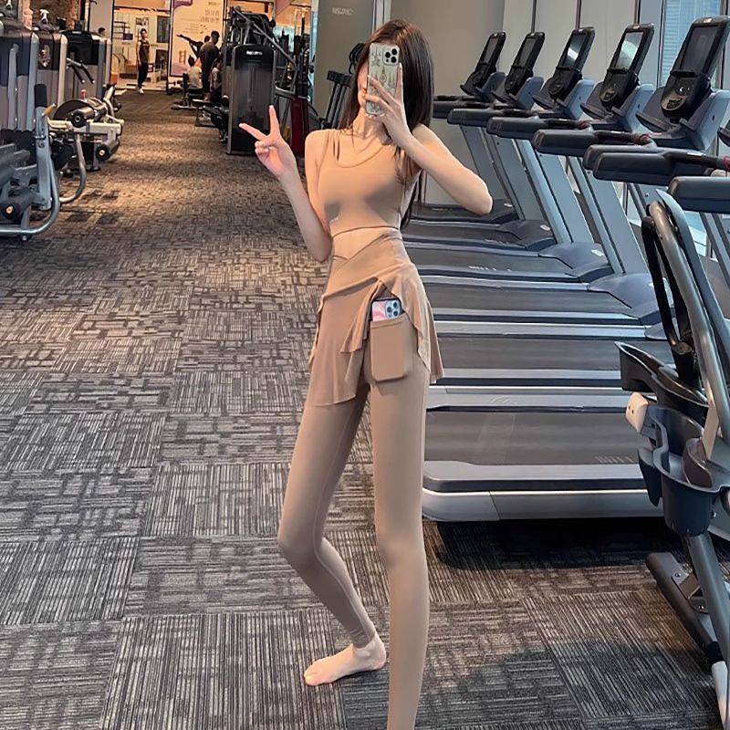 Yoga Pants with Bubble Skirt Yoga Pants Female High Waist Tight Thigh-Length Practice Dance Running 