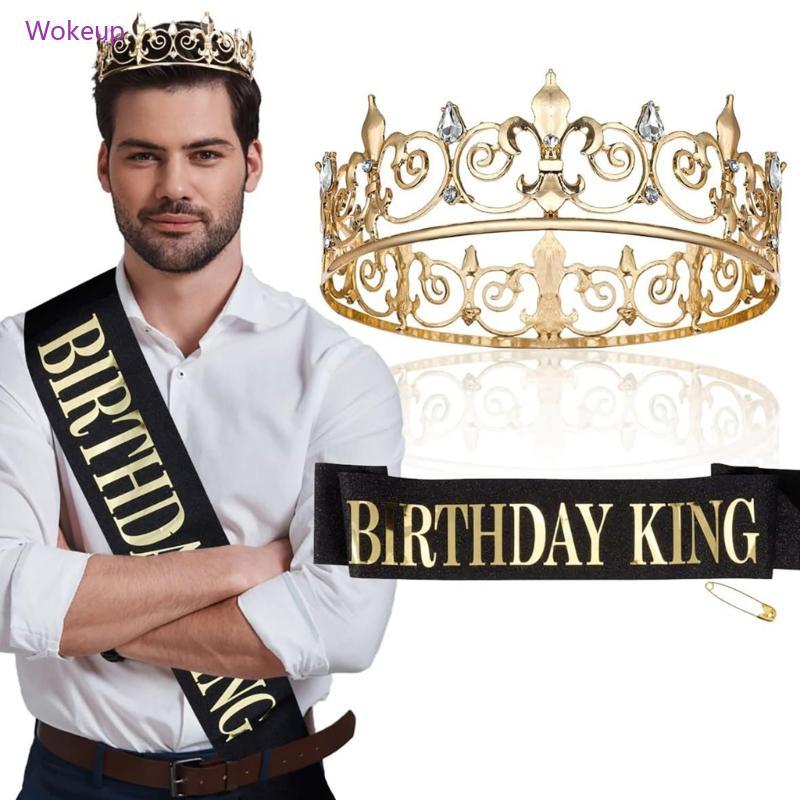 Woke Prom King Queen Sash Birthday King Crowns Set dành cho nam Đảng Cung cấp lễ kỷ niệm