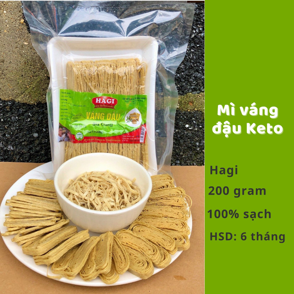 Túi 200g Mì Váng Đậu Hagi, Mì váng đậu keto, mỳ váng đậu khô, mỏng ăn kiêng Keto, Lowcarb, Das, Ăn l