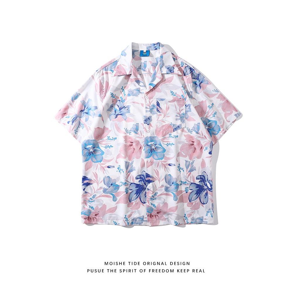 Sơ mi hoa ngắn tay retro style Thái Lan, phù hợp nam và nữ, style Hồng Kông