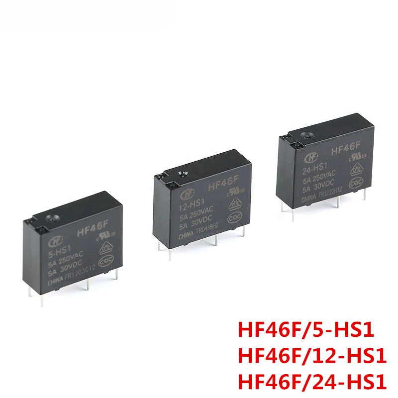 5 Cái / lốc 5V 12V 24V VDC Rơ Le Nguồn HF46F-005-HS1 HF46F-012-HS1 HF46F-024-HS1 5-HS1 12-HS1 24-HS1