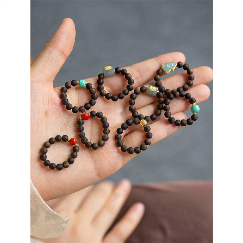 [Jinsuibaoge Flagship Store] Gỗ trầm hương Qinan tự nhiên Xiaomi Bead Ring Ngọc bầu Zakiram Wealth F