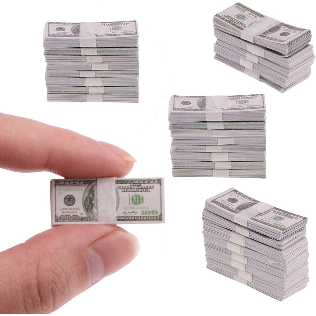 500 Miếng Hóa Đơn Tiền Nhỏ Thu Nhỏ Tiền 100 Đô La Hóa Đơn Cho Tỉ Lệ 1 / 6 Phụ Kiện Búp Bê Thu Nhỏ Mô