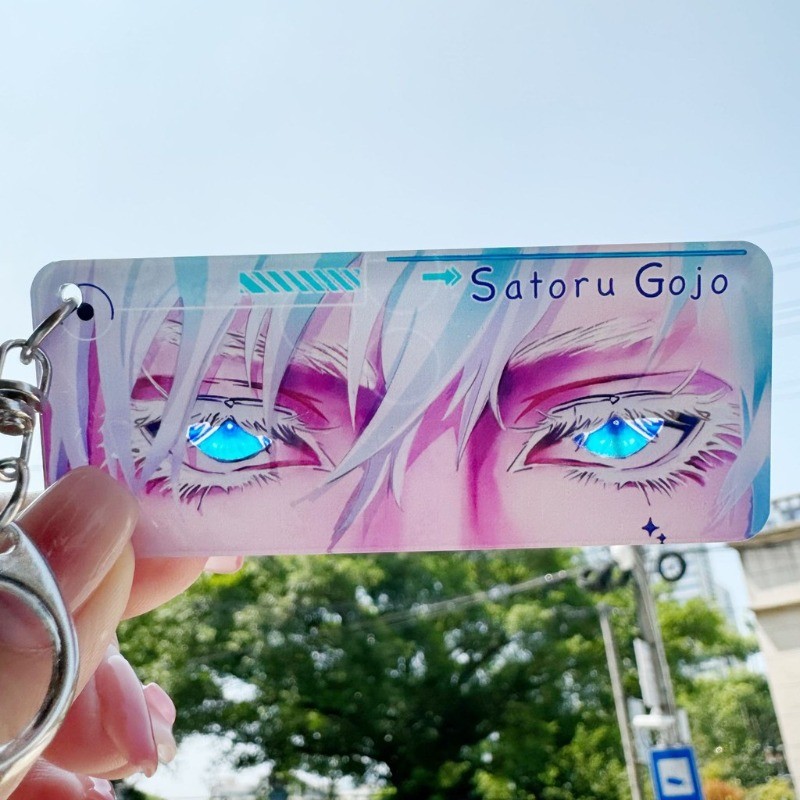 Jujutsu Kaisen Sáng Tạo Dải Mắt Trong Suốt Thẻ Anime Gojo Satoru Sky Eye Móc Khóa Trong Suốt