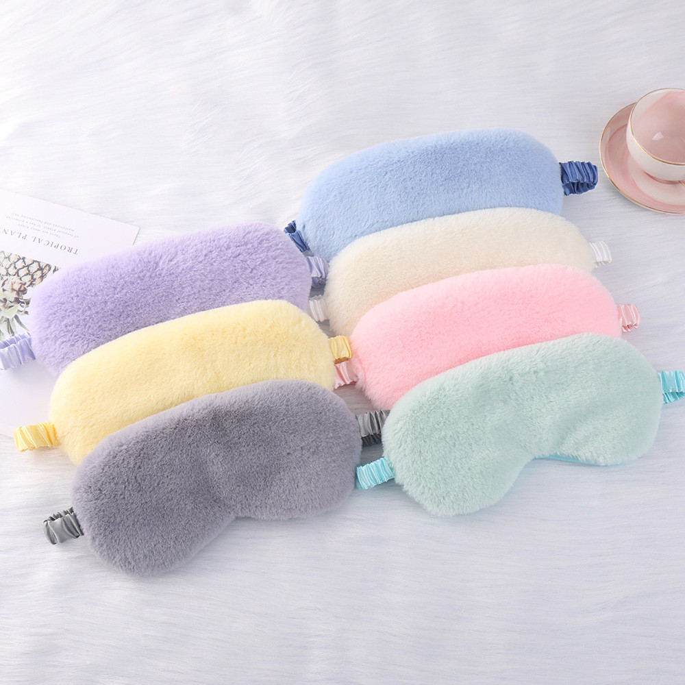 【Ready Stock】 Blackout Sleep Comfortable Skin-Friendly Rabbit Fur Eye Mask Plush Eye Mask Cute Home 