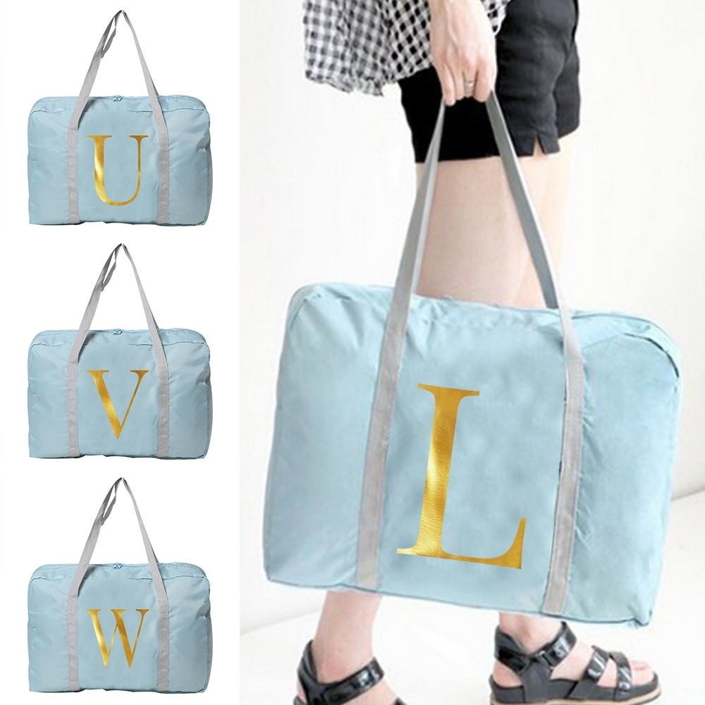 Tangan Dapat dilipat Folding Travel Bag Portable Travel Bag Letter Letter Print Handbags Duffle Bag 