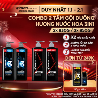  Combo 2 Tắm Gội X-Men for Boss Intense Legend 830g 850g chai Hương Nước Hoa Châu Âu 
