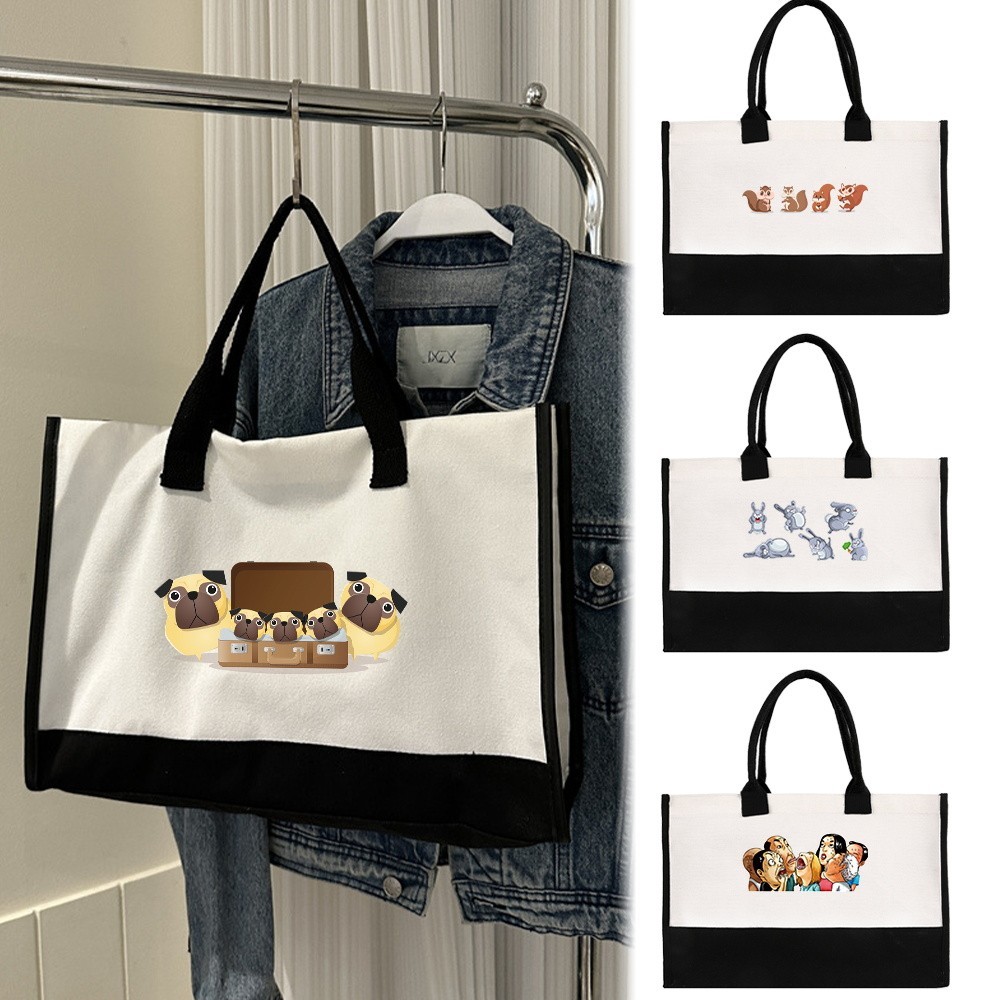 Hot  Jute Tote Bag Women's  Bag  Shopper High Quality Canvas Shoulder Bags Personalize Handbag  Prin