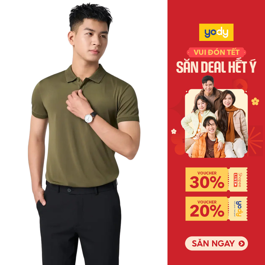  Áo phông polo nam YODY chất liệu coolmax áo thun phối bo dòng phông thoáng mát - APM5179 MCPO25A166 