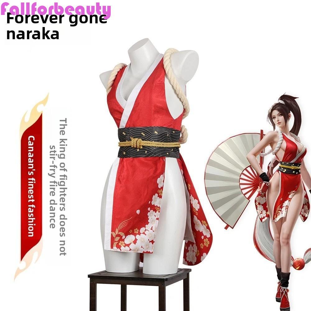 FALLFORBEAUTY - Kimono Ngắn Cosplay Mai Shiranui, Phong Cách Nhật Bản cho Naraka và Ninja
