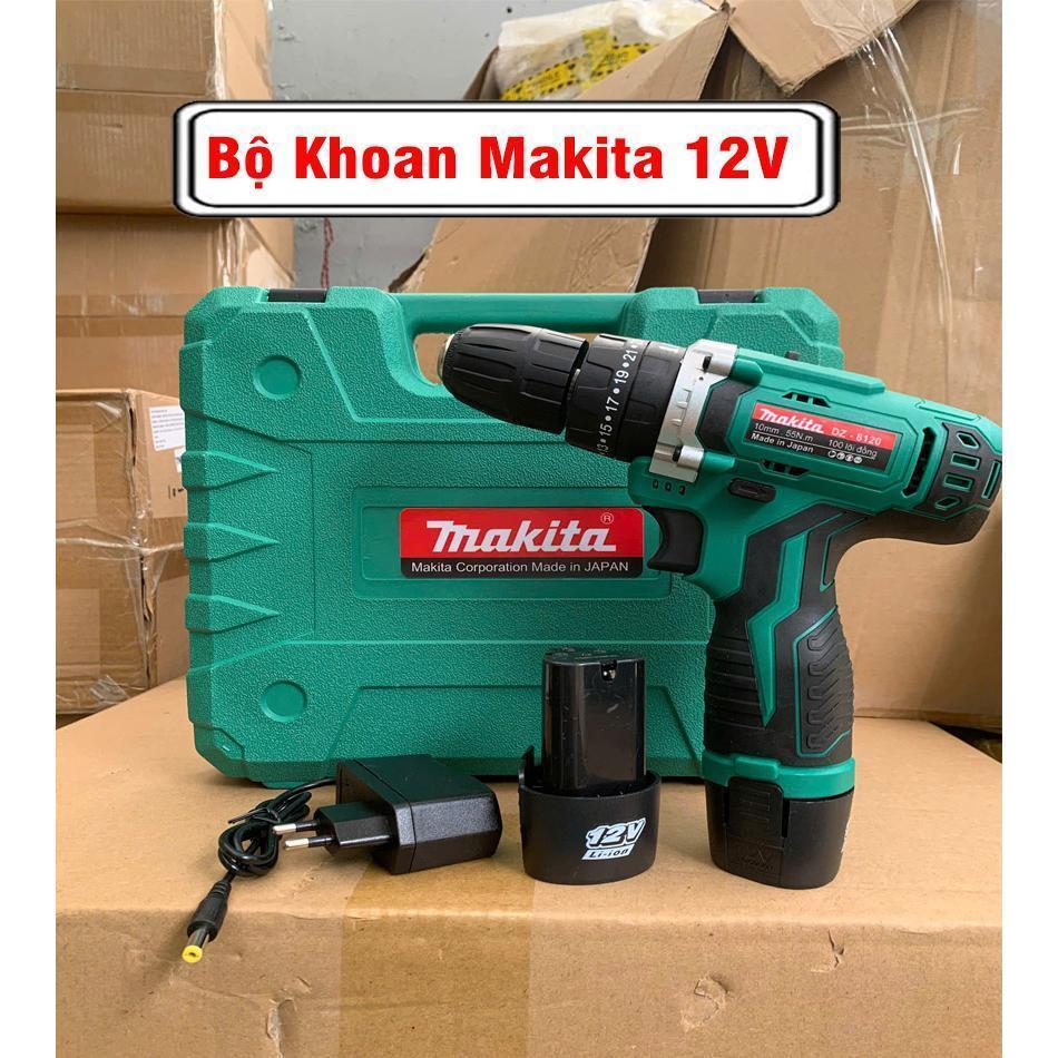 【Hàng tồn kho】 Máy bắn vít 12V - Máy khoan Makita 2 pin 12V tặng kèm bộ phụ kiện đầy đủ