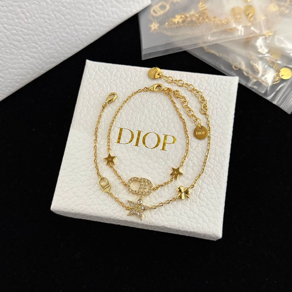 DI# Classic Letter Star Two-in-One Bracelet Female Stacked Full Diamond Double Layer Bracelet
