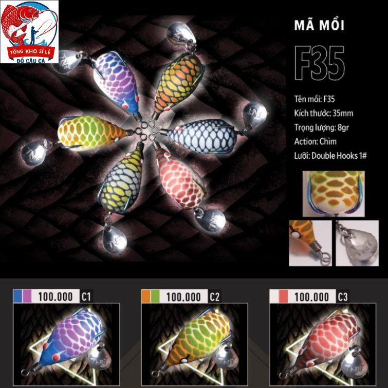 Mồi Giả Câu Cá F35 Chính Hãng TNT Chuyên Câu Lure Nhái Hơi F35 Siêu Nhạy MG-14