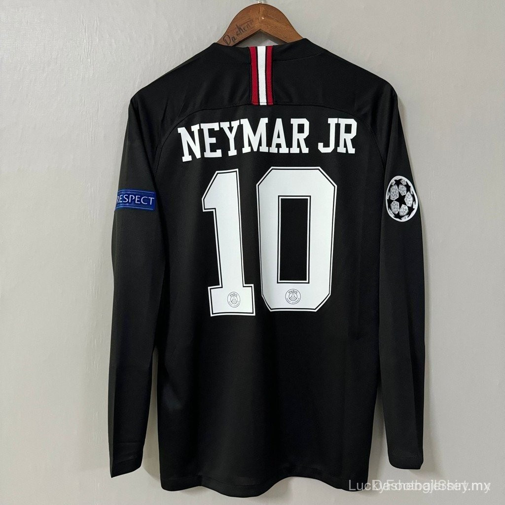Retro 2018-2019 PSG Paris Saint Germain Áo thun bóng đá dài tay màu đen S-2XL