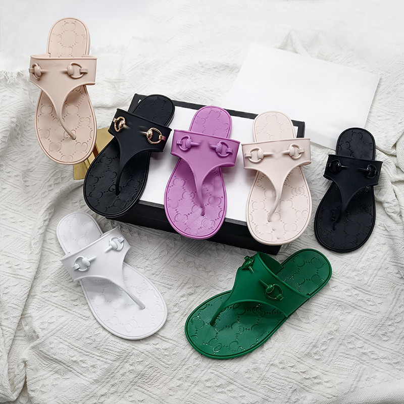 2025GG Dép Nữ Mùa Hè Thạch Màu Flip-Flops Flip-Flops Ancient Home g Home Flip-Flops Dép Dép Rỗng