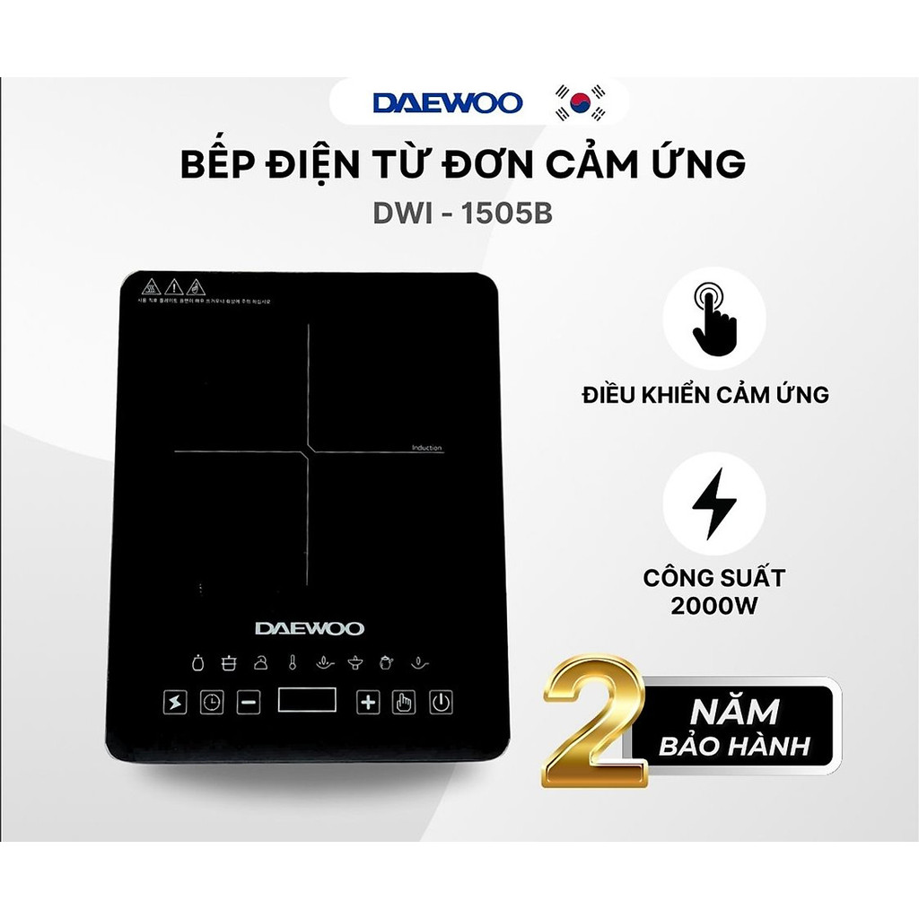 Bếp Từ Đơn Daewoo DWI-1505B, 8 chế độ cài sẵn 1500w
