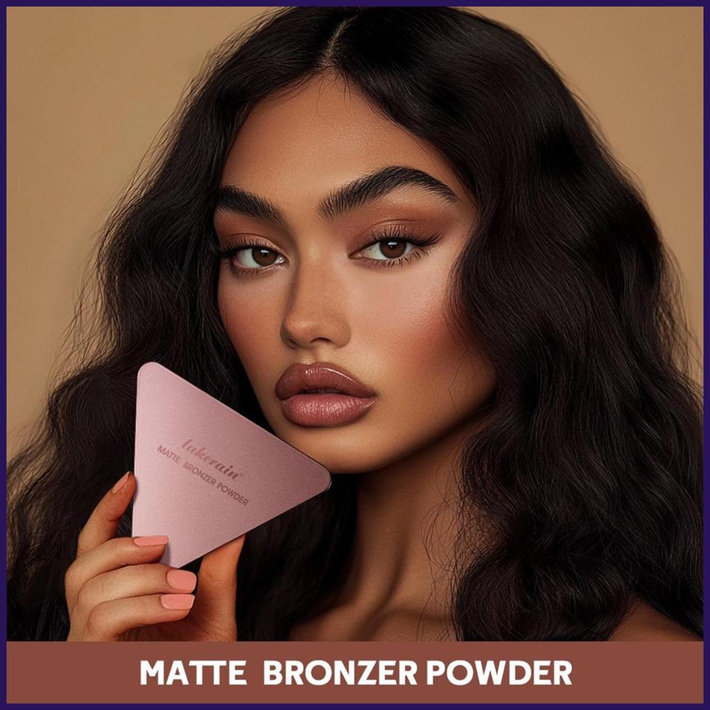 Matte Bronzer Powder Bronzer Nhỏ gọn Hình tam giác Đồng Matte Setting Palette Foundation cho Body te