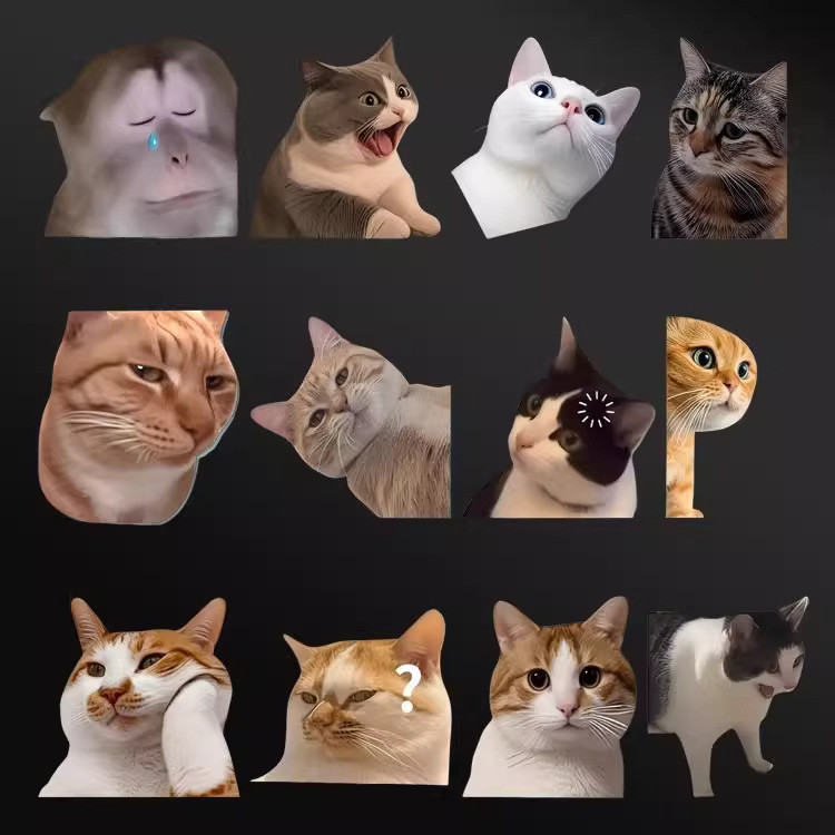 Mèo Meme Mèo Meme Miếng Dán Xe Hơi Ngộ nghĩnh Mèo Con Emoticon Gói Xe Miếng Dán Chống Nắng Chống Thấ