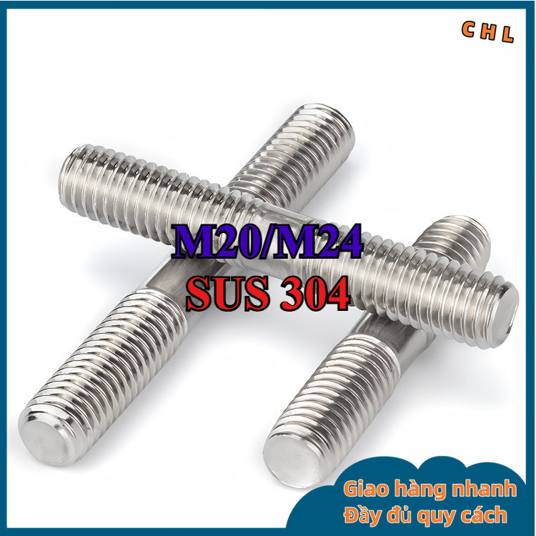 Bulong 2 đầu ren, Guzong Inox 304 ,INOX 304 M20 / M24 [ZHX-CHL-MB-1]