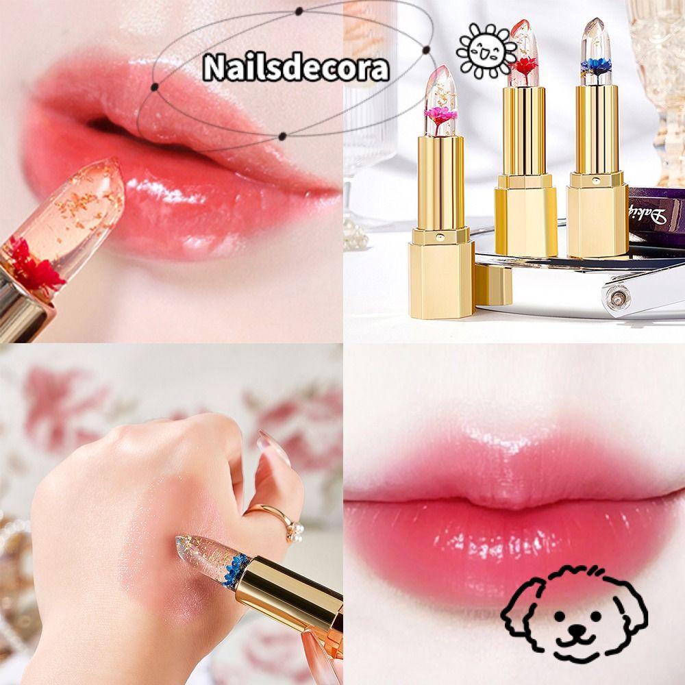 Son môi NAILS Jelly Flower, Son bóng dưỡng môi trong suốt, Cốc dưỡng ẩm thời trang chống dính Son dư