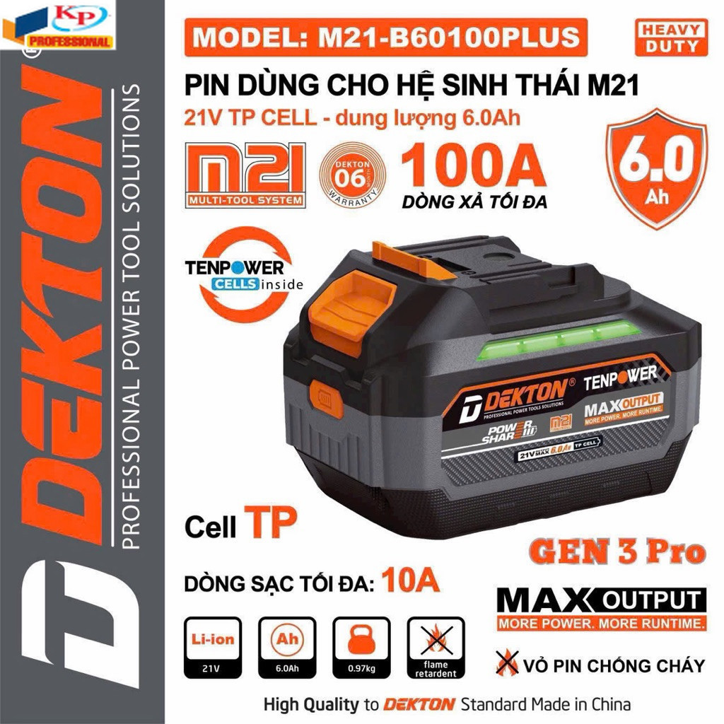 Pin DEKTON M21-B4085Plus và M21-B60100plus - Kim phát điện máy