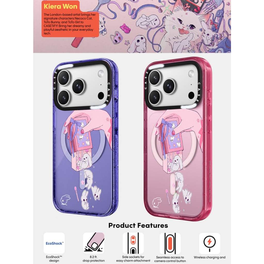 CASECASE X Kiera Won No Match Box Pink Fizz & Peri Purple Clear Hard Từ Hút Tác Động Dành Cho Apple 