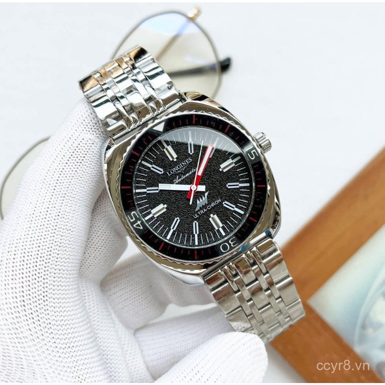 LONGINES LONGINES Đồng hồ nam doanh nhân thanh lịch cao cấp Đồng hồ Rui Mặt số màu đen Vỏ thép không