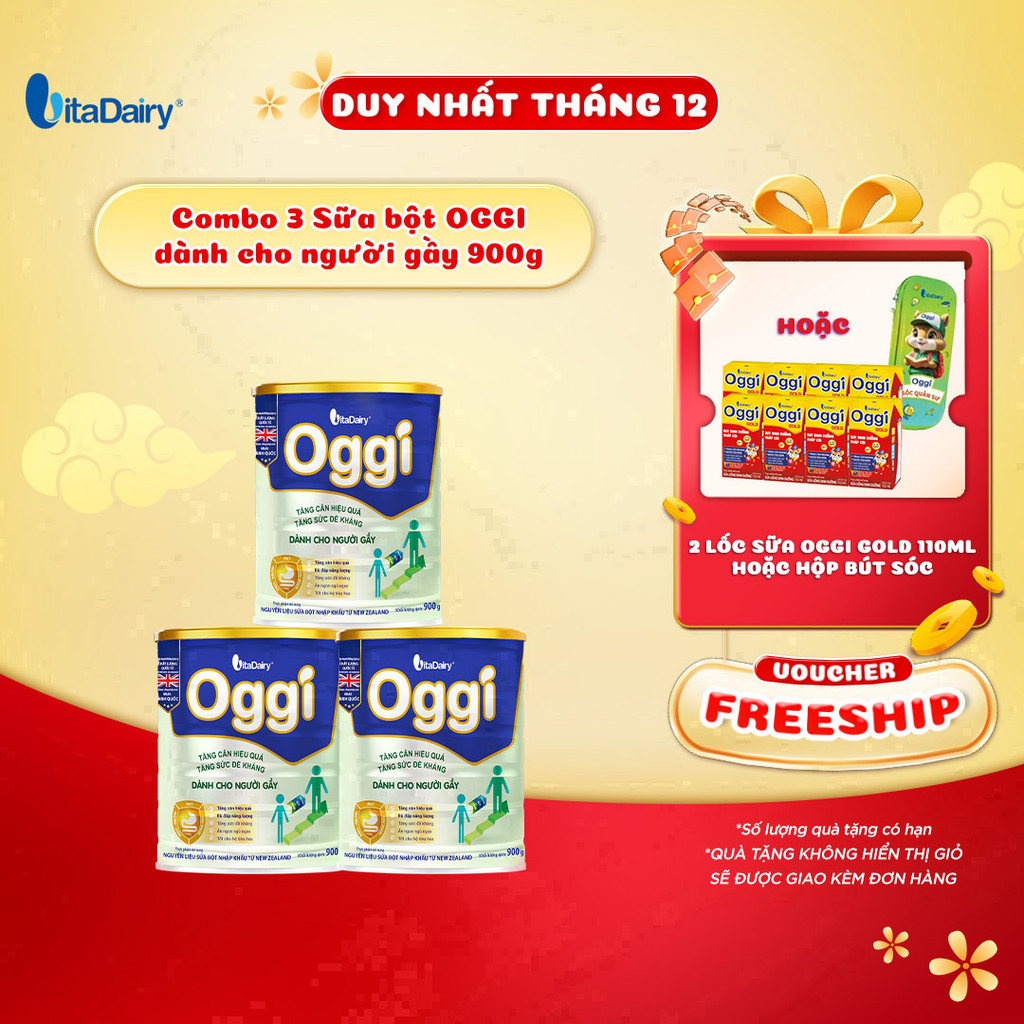 Combo 3 Sữa bột OGGI dành cho người gầy 900g - VitaDairy