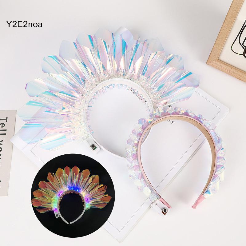 Y2E2noa 2024 Happy New Year Crown LED Light-up Hair Hoop - Nhấp nháy cho trẻ em và người lớn, đồ chơ