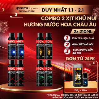   Tặng thêm 40% dung tích  Combo 2 Xịt khử mùi XMen For Boss 210ml chai Hương Nước Hoa Châu Âu Khô Thoáng Lưu Hương 48H 