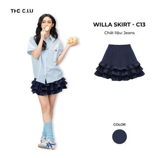   Chân váy ngắn nữ phối bèo 3 tầng THE C.I.U váy jean mềm dáng xoè tôn dáng dễ phối đồ – Willa Skirt 