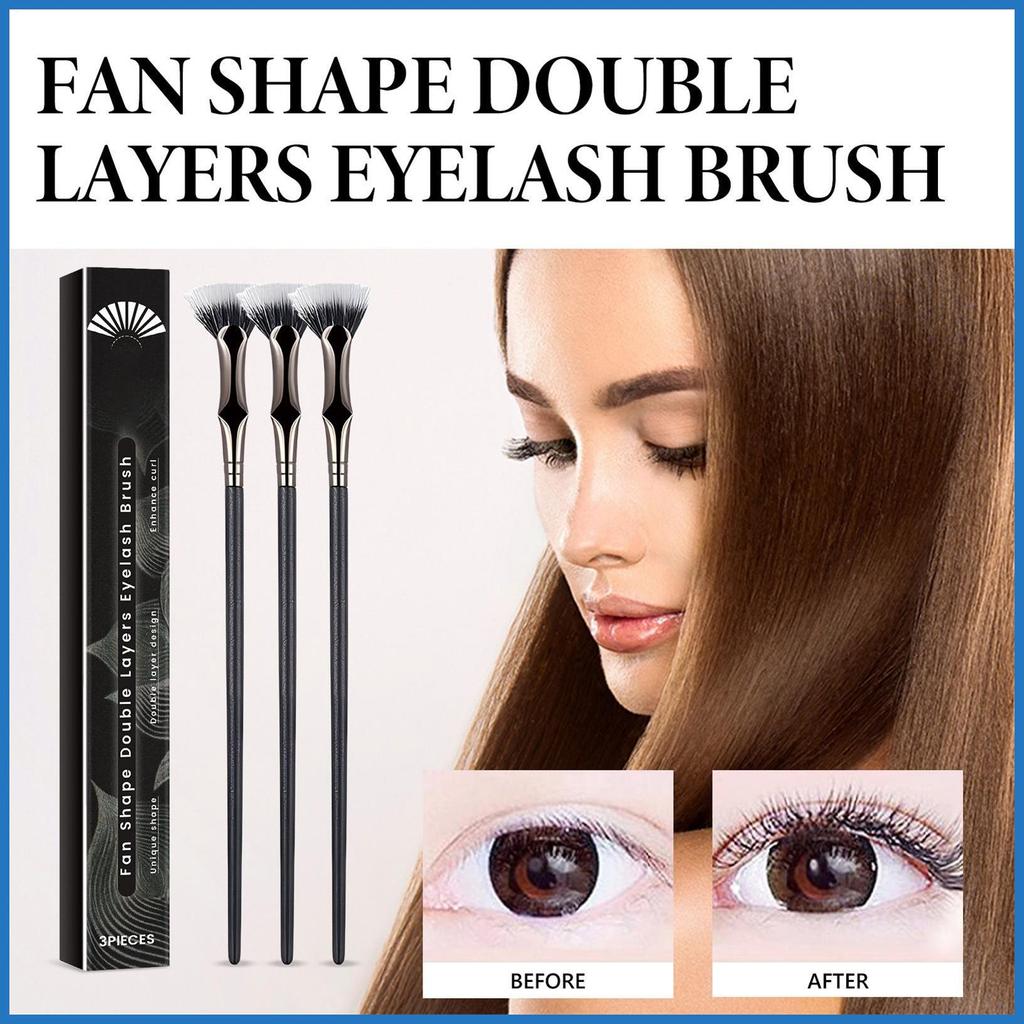 Lash Brush 3 Miếng Không leming Clumping Lông Mi Dụng Cụ Trang Điểm Hình Quạt Trang Điểm Lash Wand B
