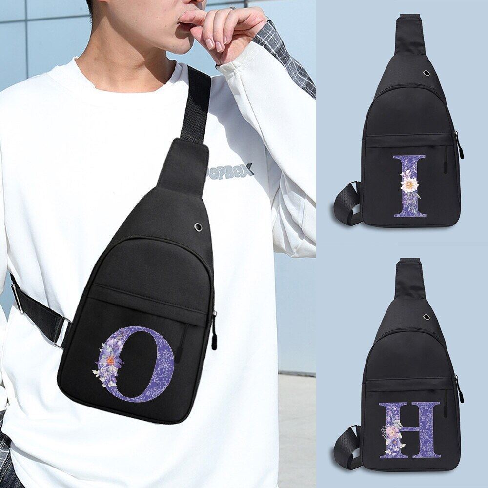 HOT Chest Bags Men Crossbody Bags Chest Pack USB Charging Earphones Cable Hole Backpack Women  Purpl