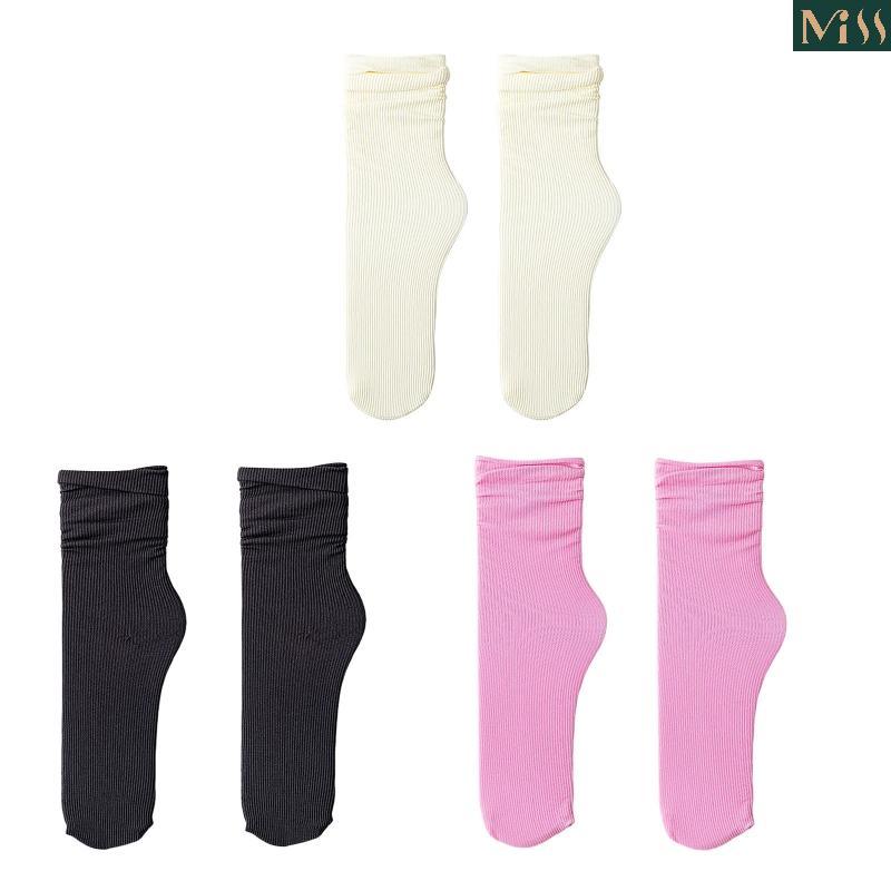 Unisex Summer Thin Crew Socks Ribbed Solid Color Breathable Mid Tube Hosiery