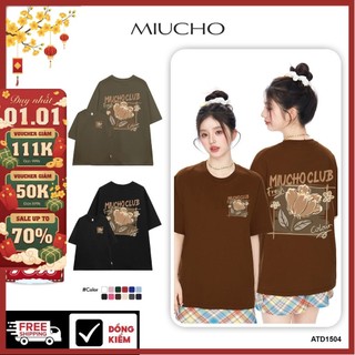  Áo thun nữ in bông hoa dễ thương ATD1504 Miucho vải cotton thoáng mát cổ tròn in mix 