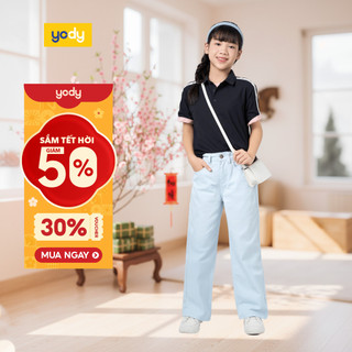  🌸SALE TẾT🌸 Quần jeans cho bé YODY ống suông co giãn nhẹ thoáng khí mềm mại GCJE25S011 cần ẩn 