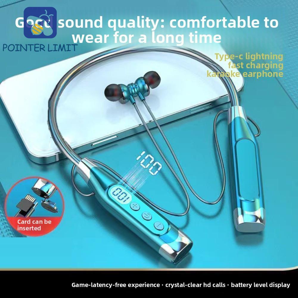 Tai nghe Bluetooth không dây POINTER LIMIT, Tai nghe đeo cổ màn hình kỹ thuật số LED gắn trên cổ, Ph